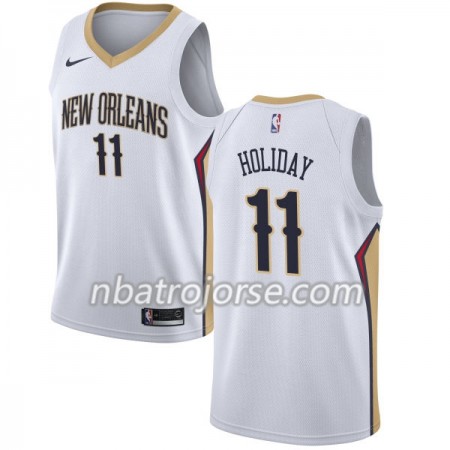 Män New Orleans Pelicans Tröja Jrue Holiday 11 Nike 2017-18 Vit Swingman
